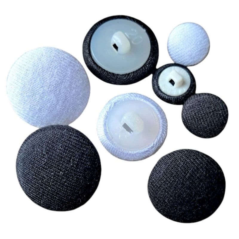 Botões  Forrados Bombe Encapado, Preto , Branco  12mm ,18mm ou 20mm