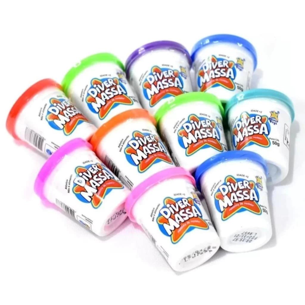 Kit Massinha de Modelar 10 12 24 36 48 Unidades Atacado Coloridas Sortidas Divermassa