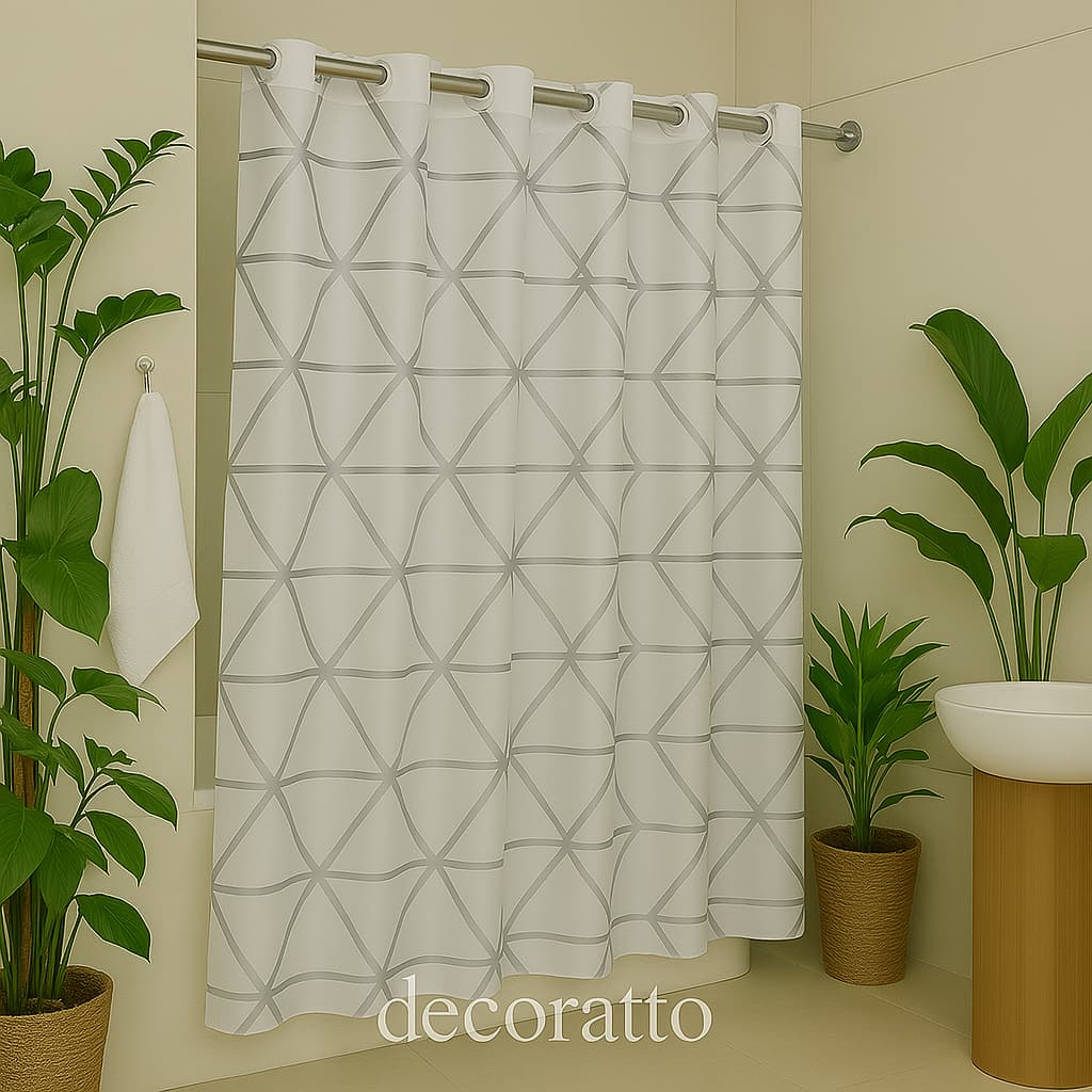 Cortina de Box Premium EVA Super Resistente 1.8x1.8m Estampas Prateadas