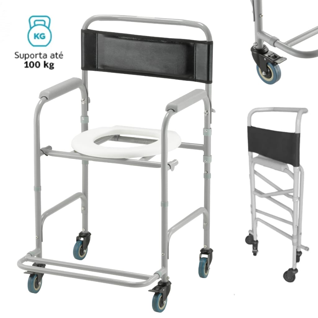 Cadeira De Banho Geriatrica Para Idosos Dobravel Alimínio Dellamed