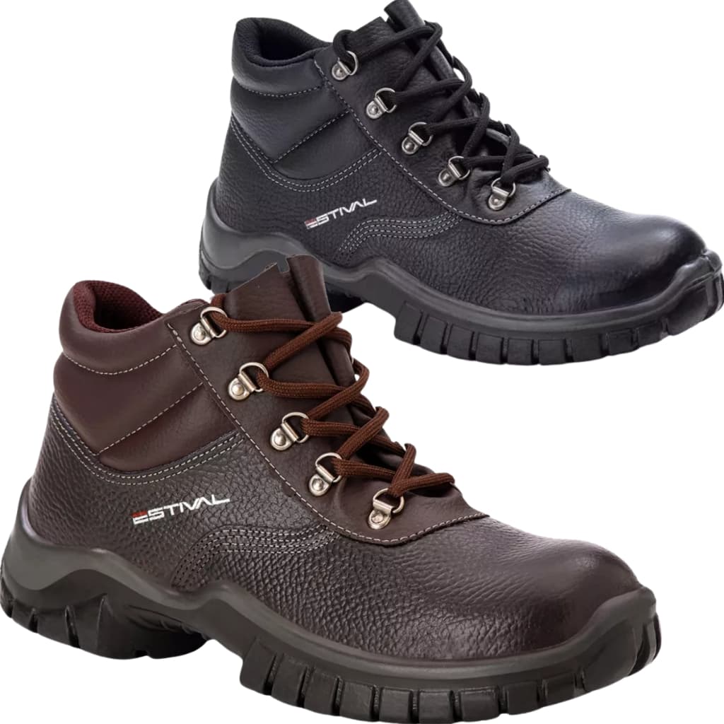 BOTA SEGURANÇA EPI ESTIVAL WO1003 LINHA WORK RENO EM COURO LISO BICO PVC E SOLADO BIDENSIDADE