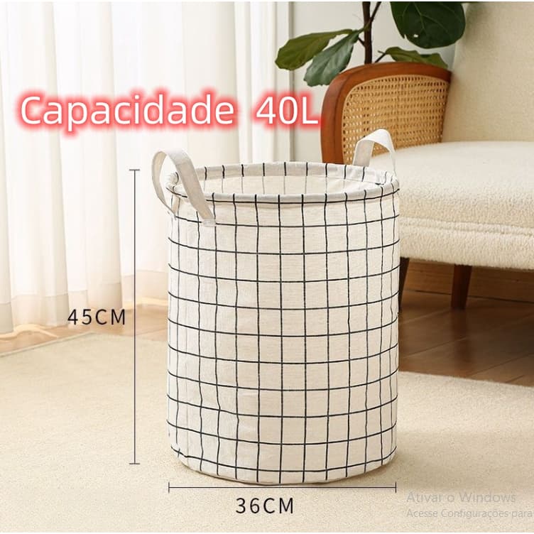 CESTO ORGANIZADOR MULTIUSO DOBRAVEL PROVA D'ÁGUA P/ ROUPA SUJA BRINQUEDOS