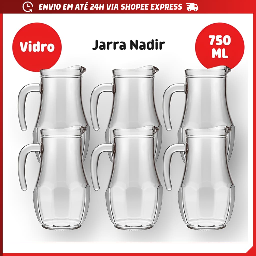 Kit Jarra De Vidro Tango SM Para Sucos Água 750ml Nadir Figueiredo