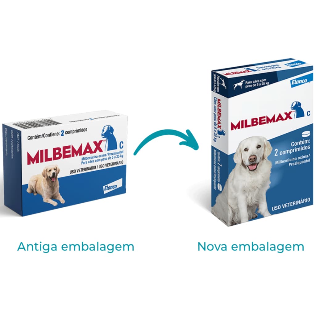 Vermífugo Milbemax C Cães 5 a 25kg 2 comprimidos