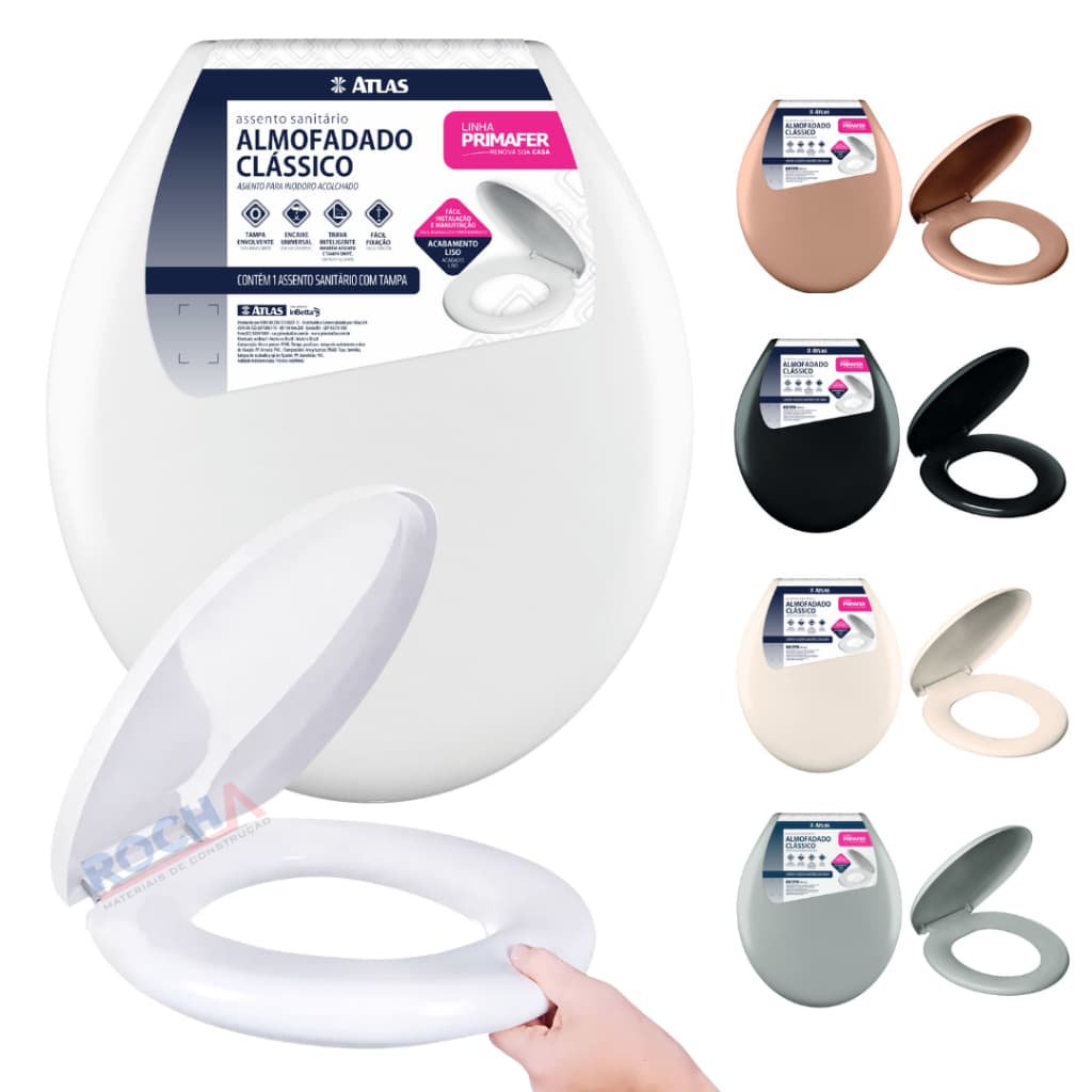 Assento Tampa Vaso Almofadado Tamanho Universal Atlas Primafer Oval