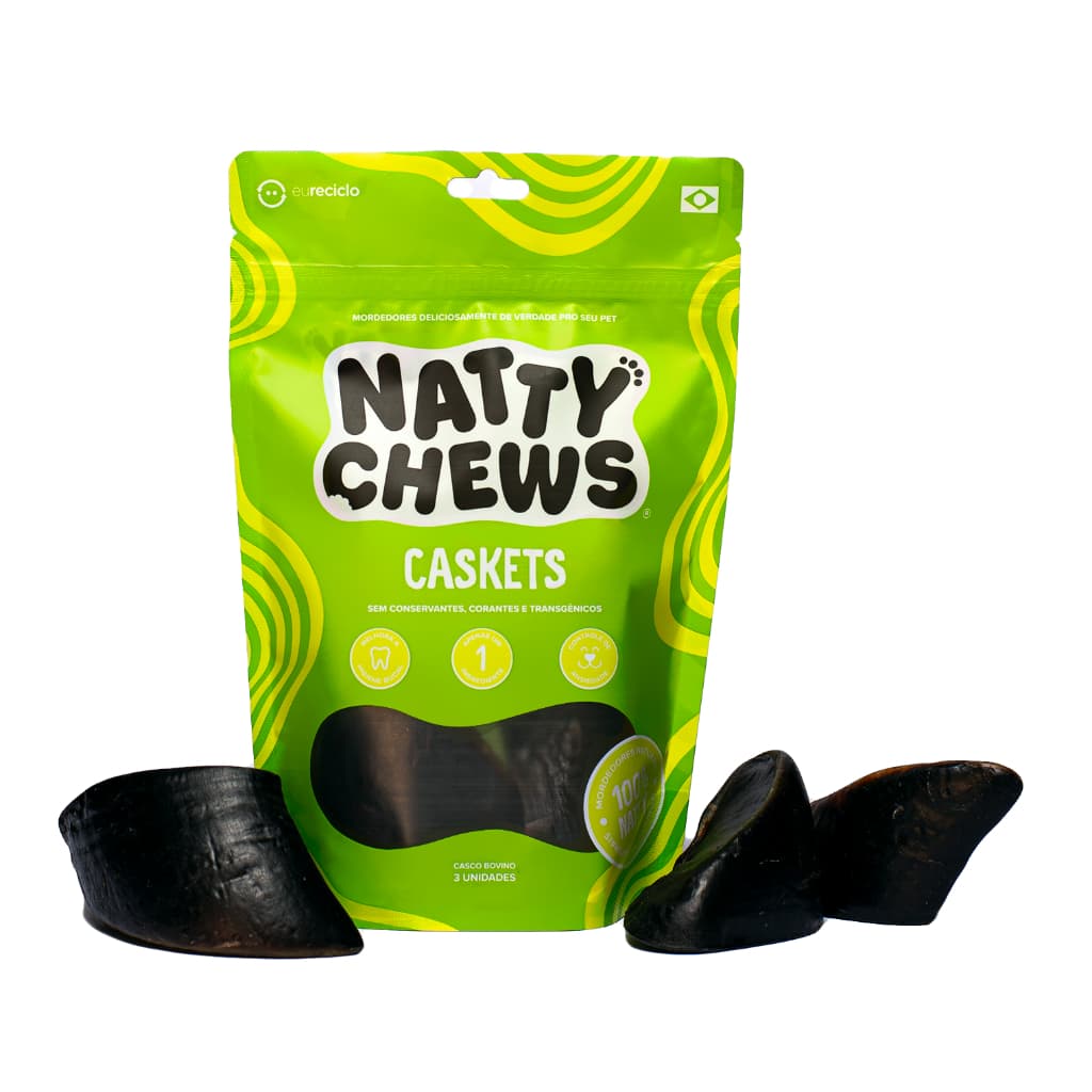 Mordedor 100% Natural Casco Bovino Para Cães Natty Chews Caskets - 3 unidades