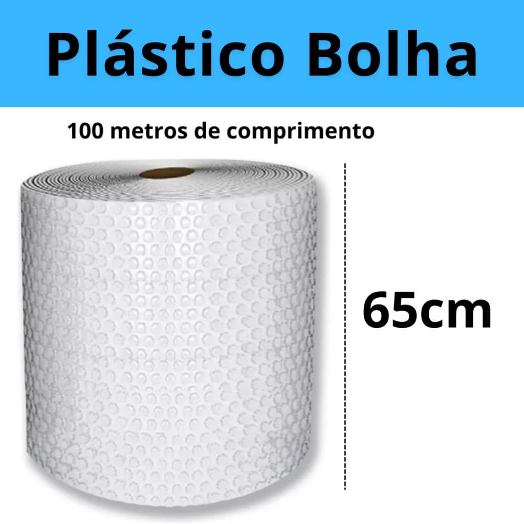 Plástico Bolha Bobina 65cm X 100 metros E-Commerce 25 micras