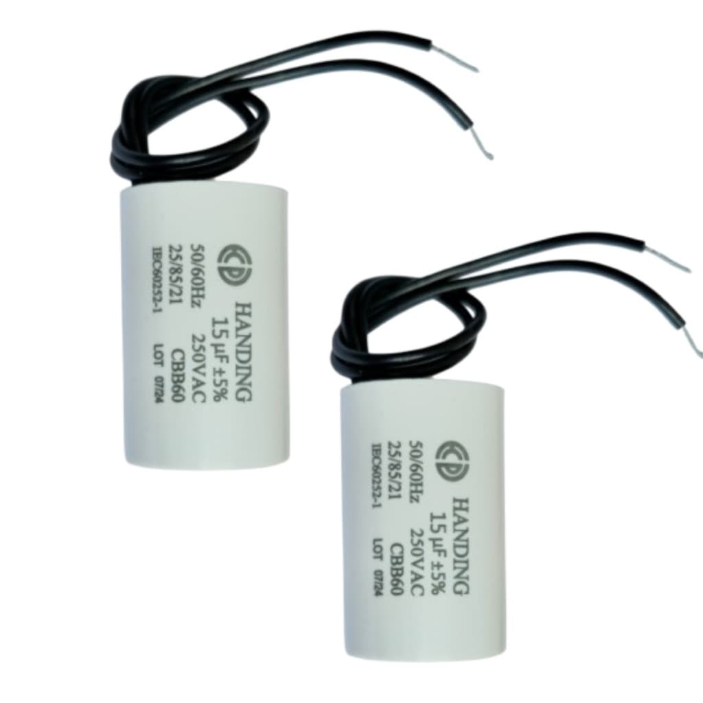 Kit 02 Capacitores 15uf x 250v para Motor Portão e Máquinas