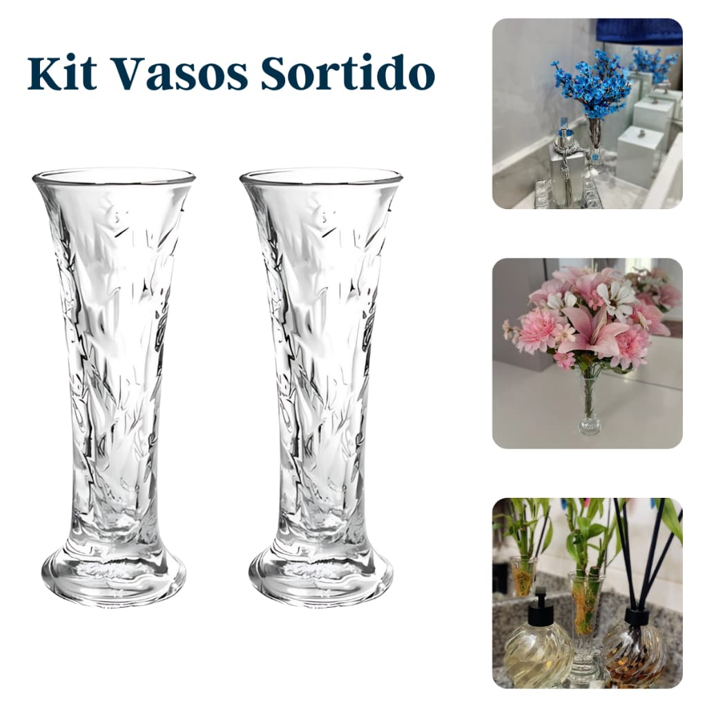 Vaso de Vidro Solitario Decorativo 15cm x 6cm Pequeno Wolff Resistente Elegante Flores Casa Festa Igreja mesa posta