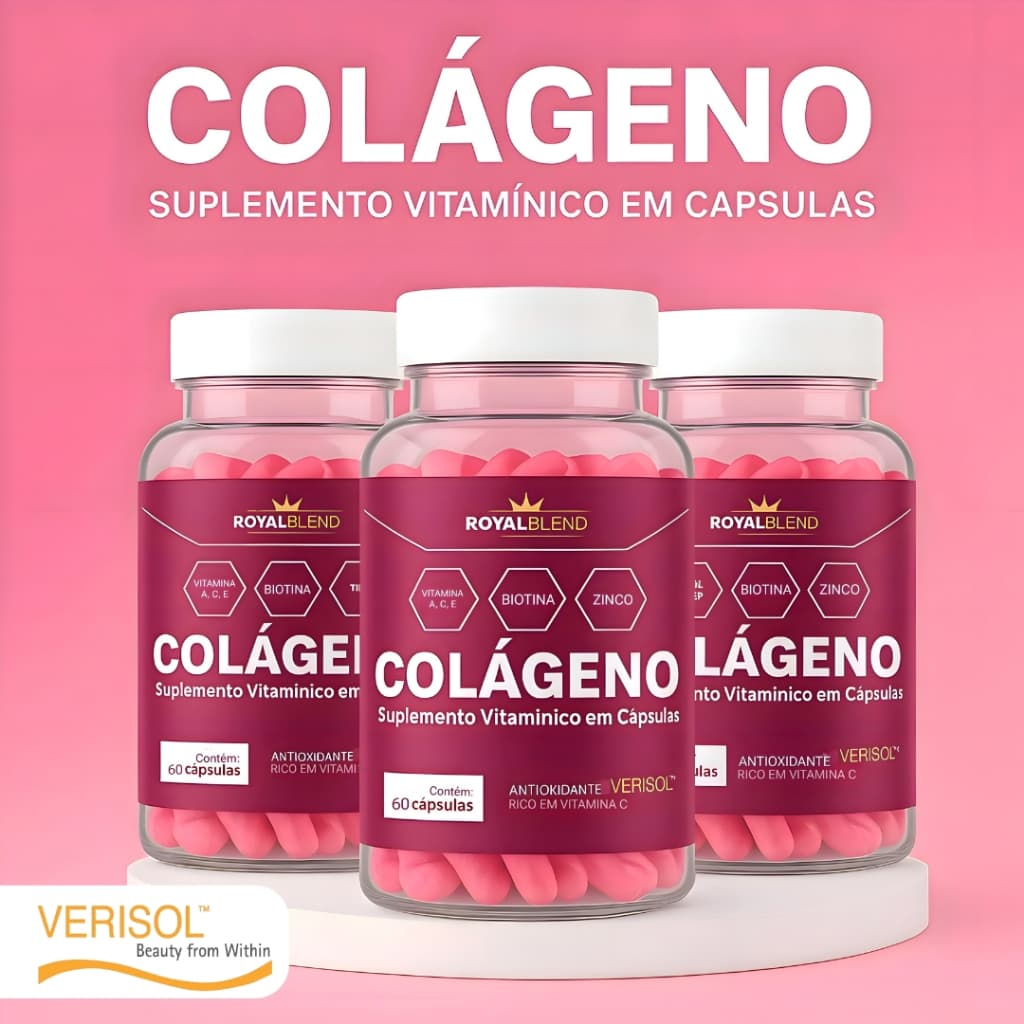 Kit com 3 Potes de Colágeno Verisol Hidrolisado Premium para Cuidado com a Pele e Saúde das Unhas