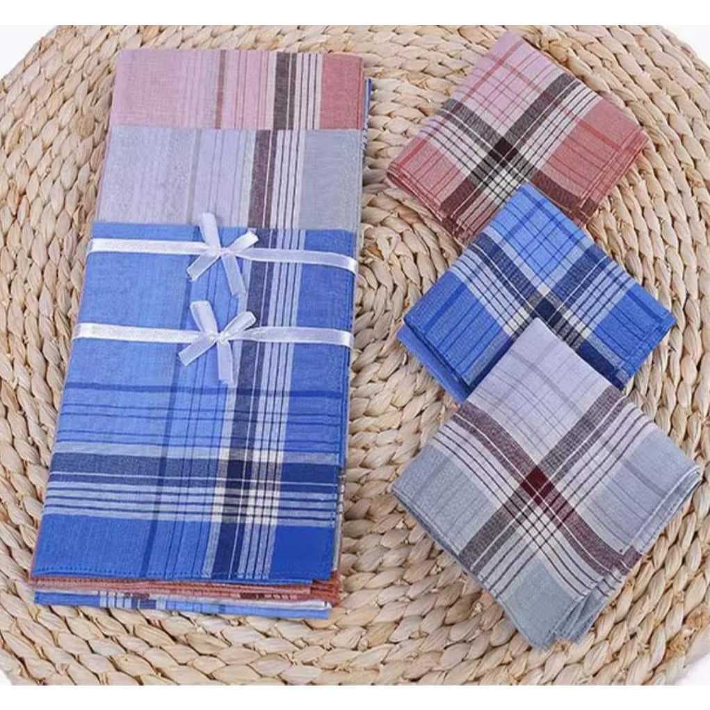 Kit 12 Lenços Masculino Macio de  Bolso Quadrado 40 x 40 cm Listras Padrão-Sortidos