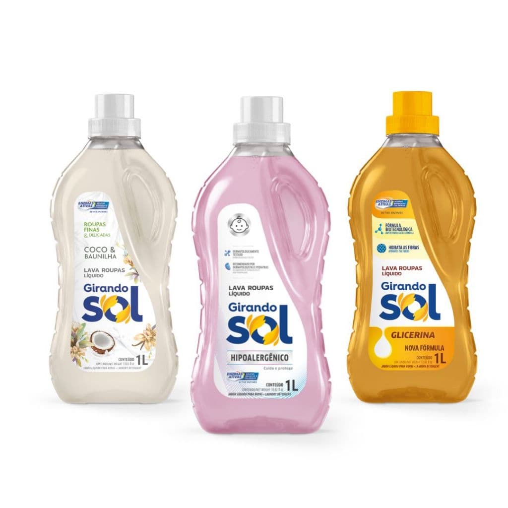 Lava Roupa Sabão Líquido 1 Litro - Girando Sol (Coco Baunilha Glicerina Hipoalergênico)