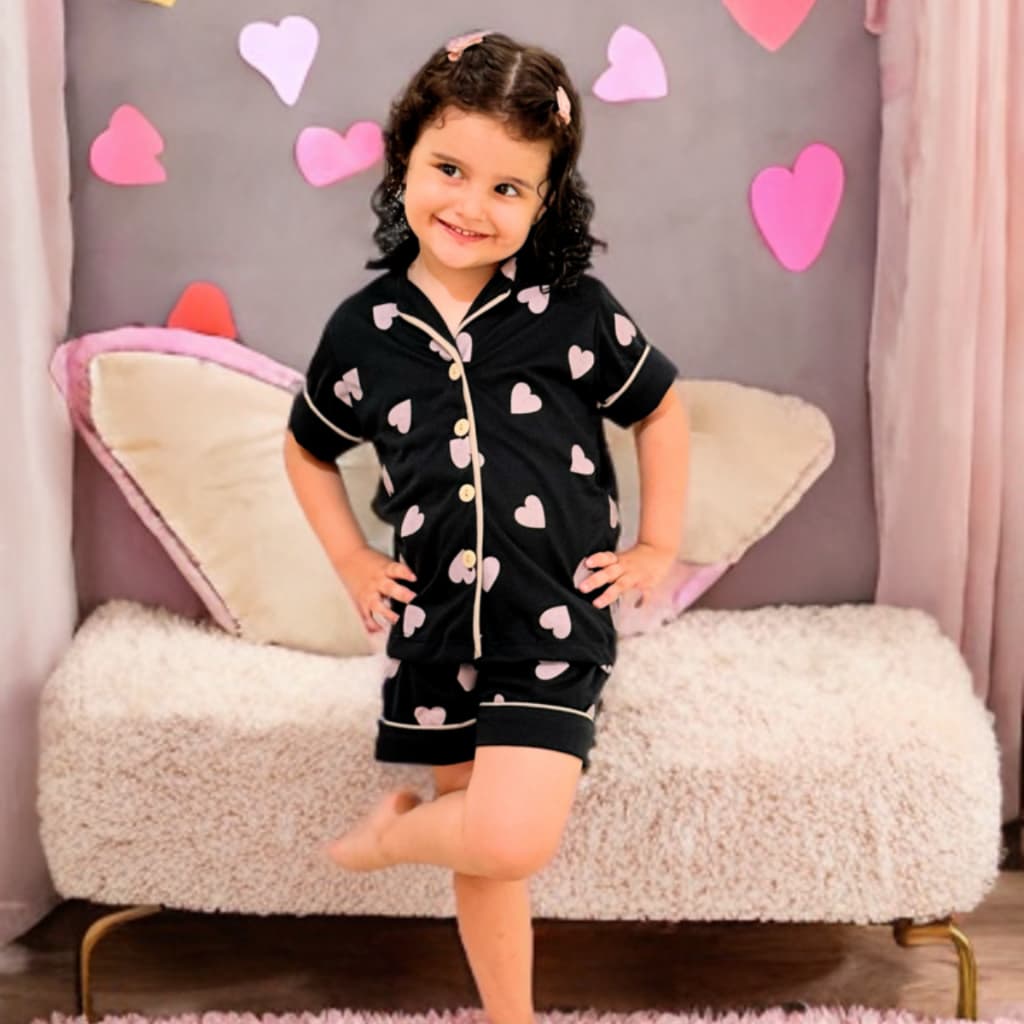 Pijama Americano Com Botões Criança Curto Infantil Menina Conforto Blusa