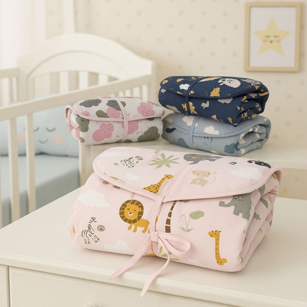 Trocador Portátil Fralda Bebê com Bolso Impermeável Menina Menina Rosa Azul Personagem Estampas