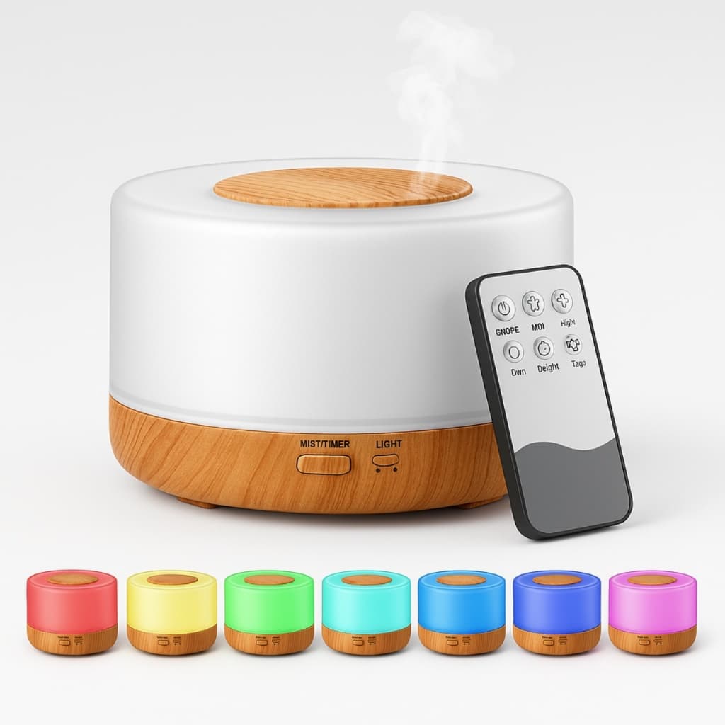 Difusor De Aromas Umidificador De Ar Ultra-Sônico 300Ml, 500ML, 700ml LED Madeira Aromatizador