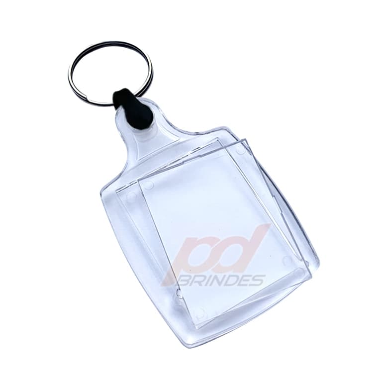 Chaveiro acrílico - Para Foto 3x4 - Alça de Plástico - 10 Unidades