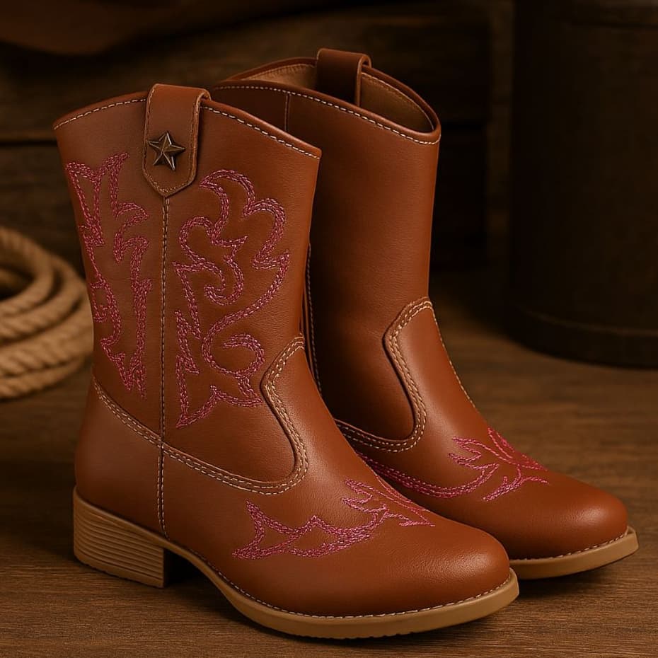 Bota Texana Infantil Menina Fazenda Festa Junina Campo Rodeio Promoção Confortável Botina Country