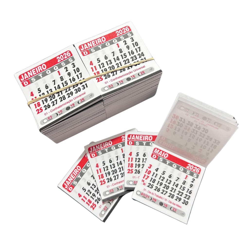 100 Bloco 7,5x7,5 Para Mini Calendário 2026 Imã De Geladeira Já Destacado