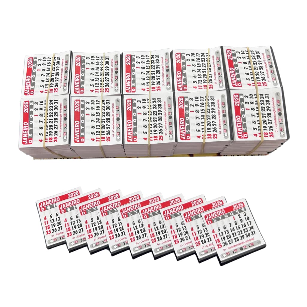 50 Bloco 7,5x7,5 Para Mini Calendário 2026 Imã De Geladeira Já Destacado
