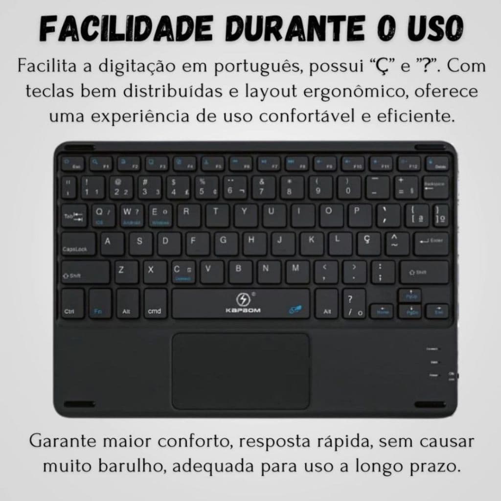 Teclado Bluetooth Chave Redonda Sem Fio Com Touch Para ipad/Celular/Tablet/Laptop