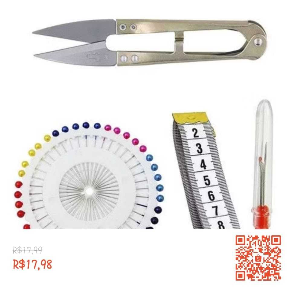 Kit Costura Alfinete Fita Métrica Abridor De Casa Tesoura