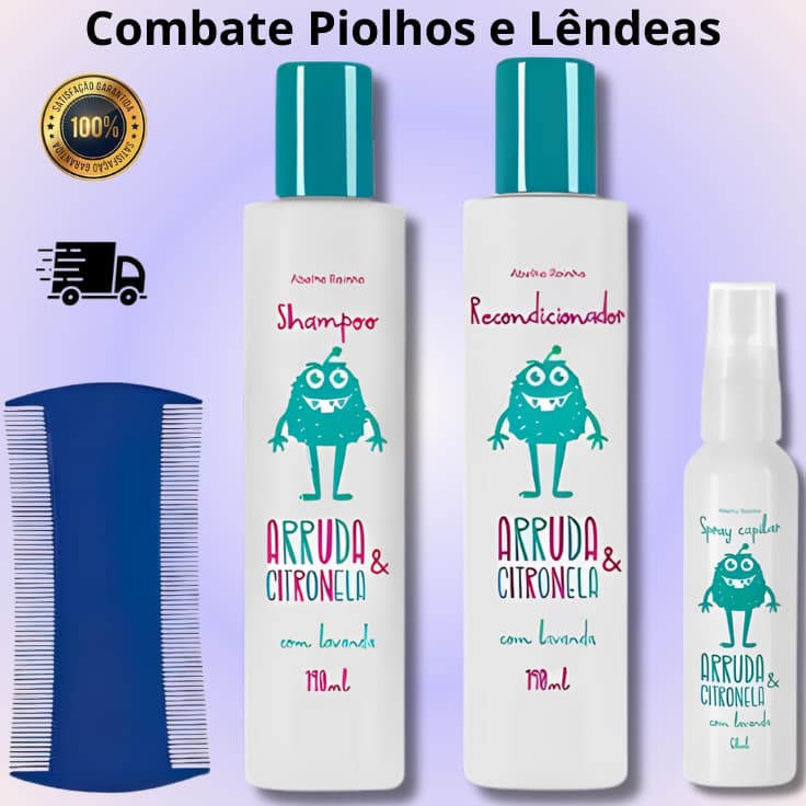 Kit Xô Piolho Com Shampoo E Condicionador E Spray Capilar Abelha Rainha
