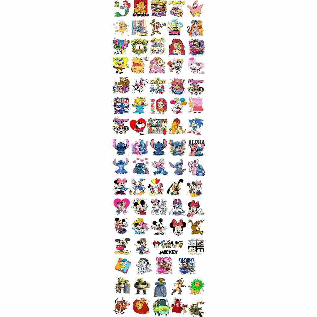 Aplique Termocolante 80 Unidades 5X5cm Varios Desenhos Personagens Para Roupas Aplicado Com Ferro De Passar Roupa