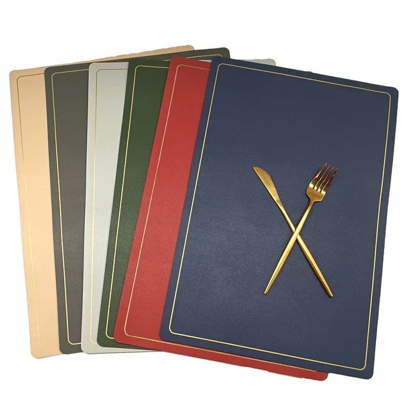 Jogo 6pec Americano Material COURO ORIGINAL Impermeável E à Prova De Manchas Para Mesa De Jantar