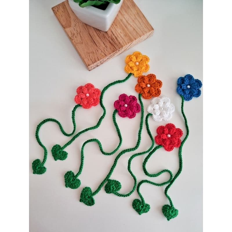 Kit Marcador de Páginas Livros Flor Crochê com 6, 9, 12 ou 24 unidades