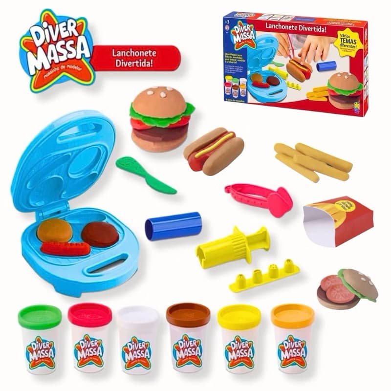 kit Massinha Lanchonete Divertida Brinquedo Infantil Massa Modelar Colorida envio imediato