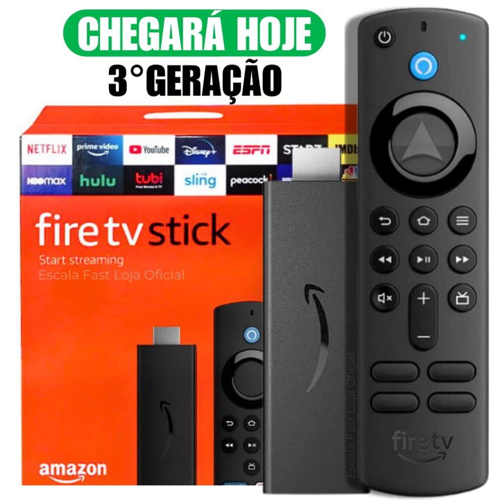 Novo Amazon Fire Stick TV Full HD 3ª Geração Alexa Comando de Voz Original  - Preto
