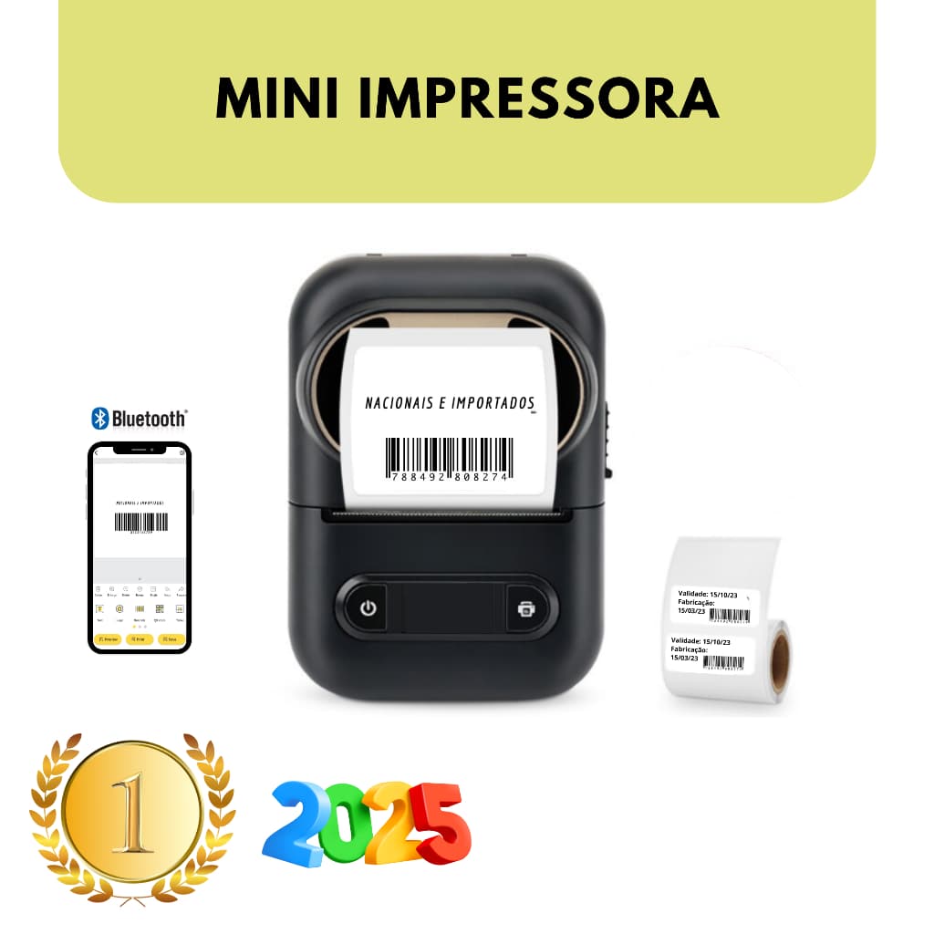 Impressora de Etiquetas Inteligente Térmica Bluetooth Sem Tinta iOS Android