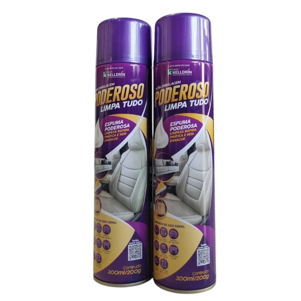 Kit 2 Espumas Mágica Limpa Tudo Sofá Carpete Bolsa Tênis Poderoso Kelldrin - 300ml cada