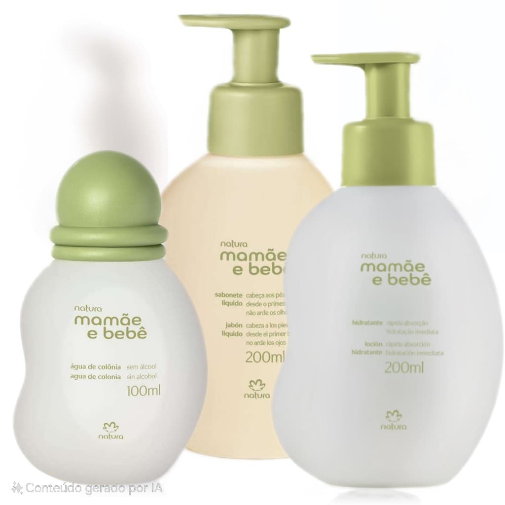 Kit Mamãe Bebê Hidratante 200ml / Sabonete Líquido 200ml  / Colônia 100ml