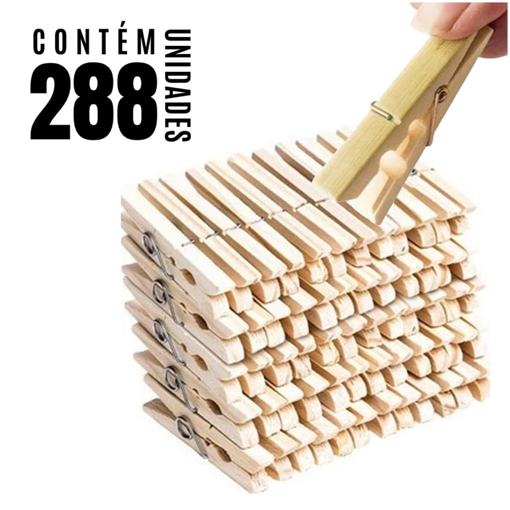 Kit 144 Prendedor de Roupa ou 72 Pregador de Madeira Pendurar Roupas no Varal Portátil Corda Casa