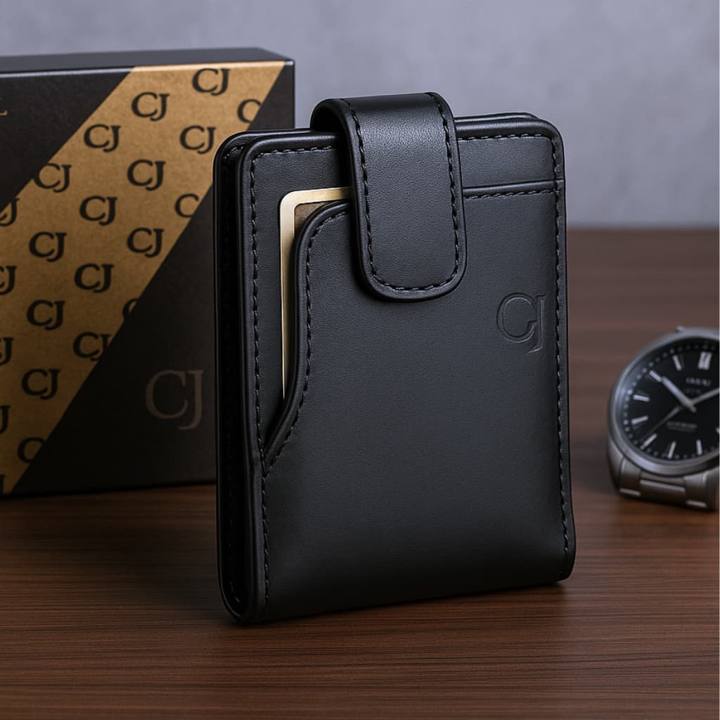 Carteira Masculina Couro Com Porta Cartão Adicional e Porta Moedas