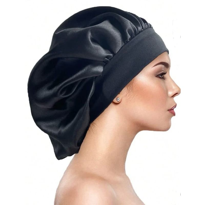 Touca de Cetim Com Faixa Larga Chapéu De Dormir Para Mulheres Anti Frizz