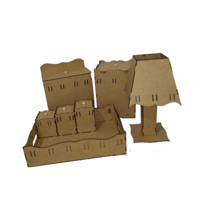 Kit bebe passa fita Higiene 7 peças em Mdf