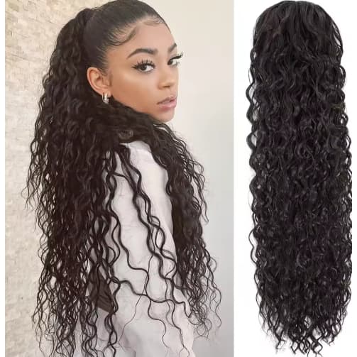 Rabo de cavalo cacheado volumoso