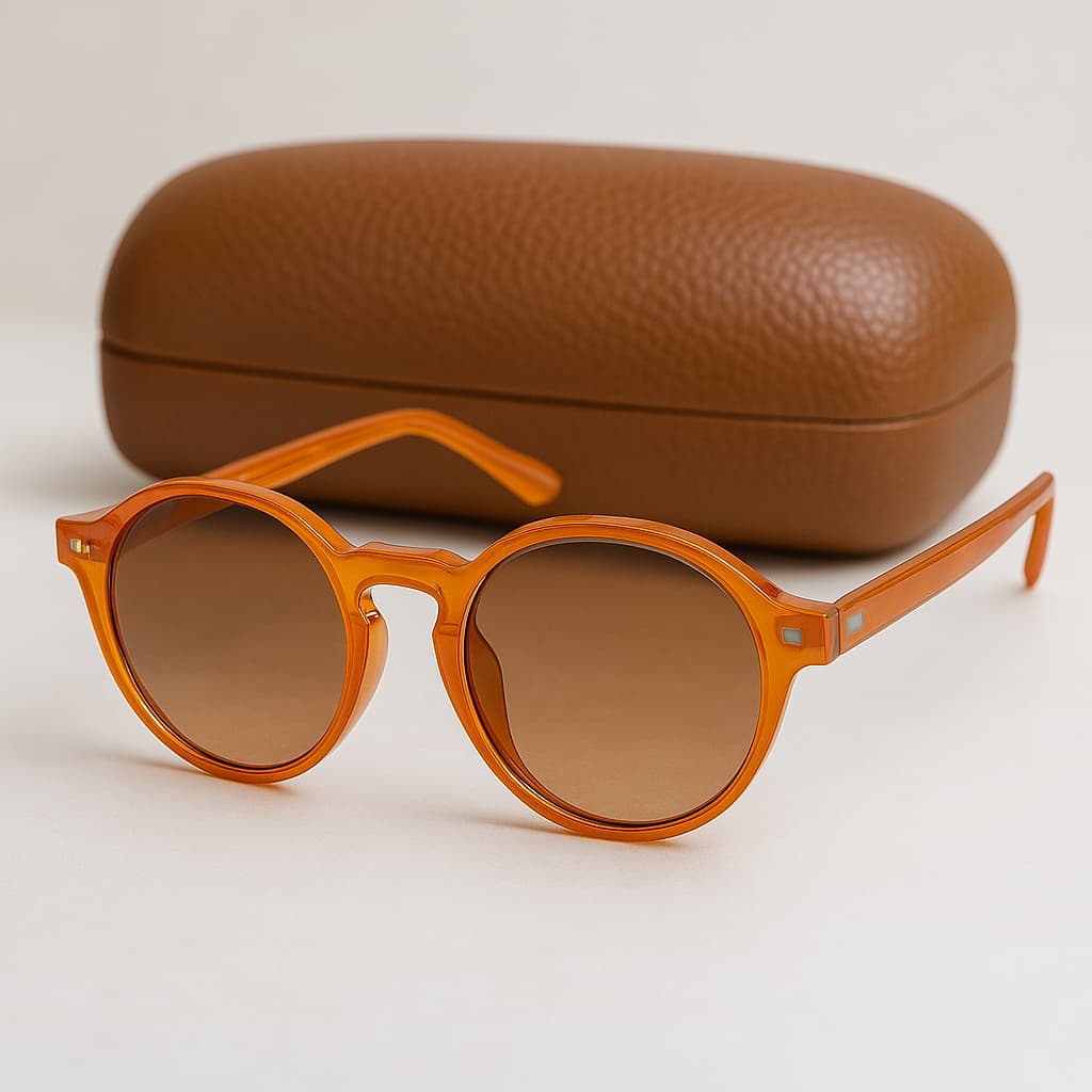 Óculos De Sol Laranja Redondo Pequeno Unissex Original