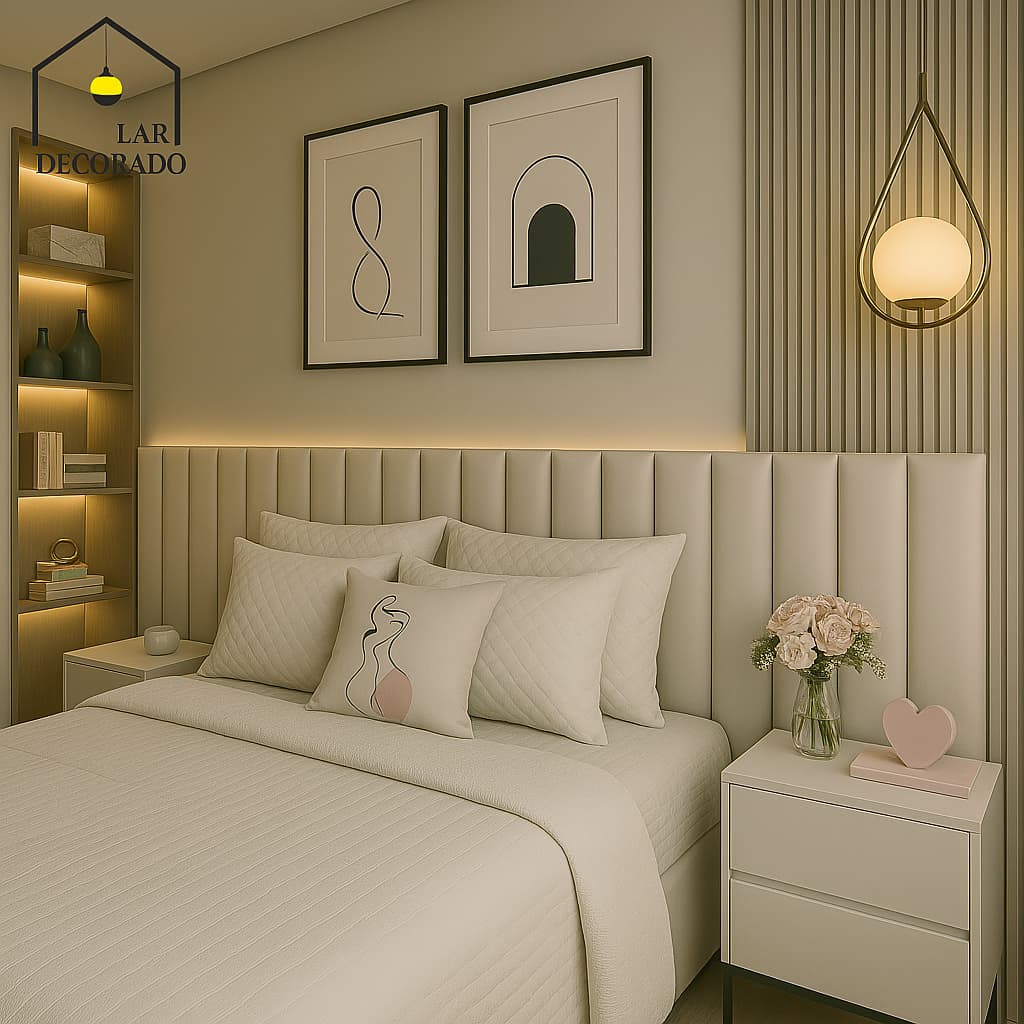 Kit 20 Placas Cabeceira Estofada 60x20cm | Modular e Autocolante