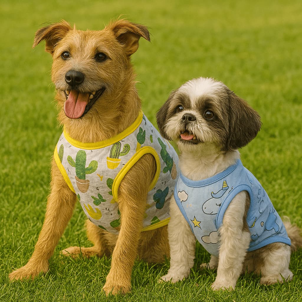 Roupa Pijama de Verão Estampada Para Cães e Gatos - Colorida - Diversos Tamanhos - Verão e Primavera