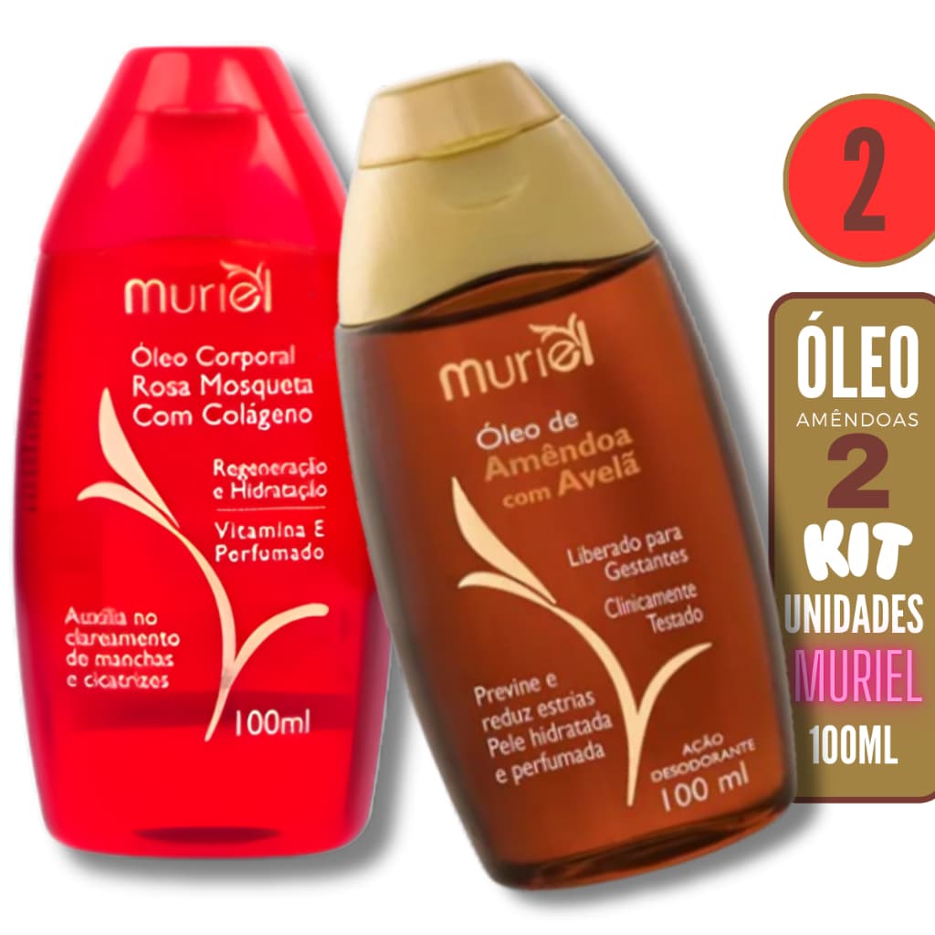Kit 2 óleo Corporal de Amêndoas 100ML MURIEL ( Escolha o Seu par SORTIDO ou IGUAL)