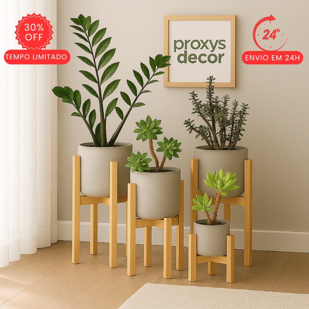 Suporte Cachepot em madeira pinus para vaso de Plantas 15cm 20cm 25cm 30cm