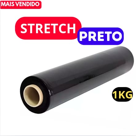Bobina Filme Stretch PRETO 50cmX30mm Com até 200% Esticável Virgem