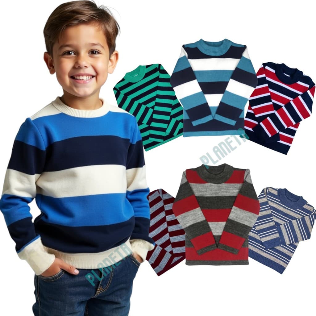 Kit 3 Blusas de Tricot Lã Infantil Juvenil Masculina Inverno