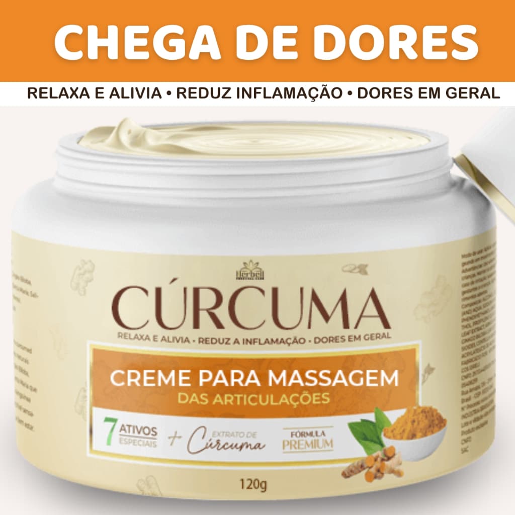 Creme Cúrcuma Original para AUXILIAR no Alivio das Dores das Articulações Musculares Costas Lomba - ENVIO IMEDIATO