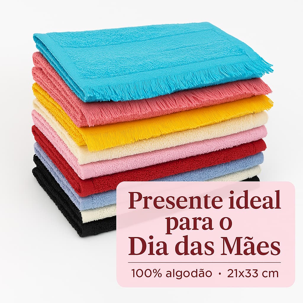 10 Toalhas de Mão Lavabo Coloridas 100% Algodão Ideal Presente Dia das Mães