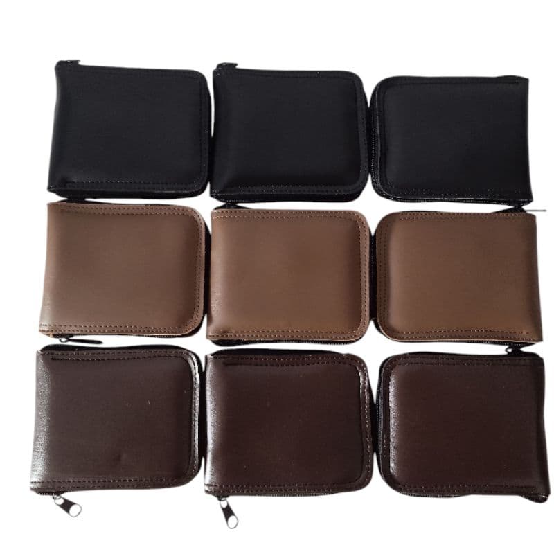 Kit 10 Carteira Masculina Grande Cabe RG CNH Notas Documentos Com Fecho De Ziper Cartoes e porta Moedas