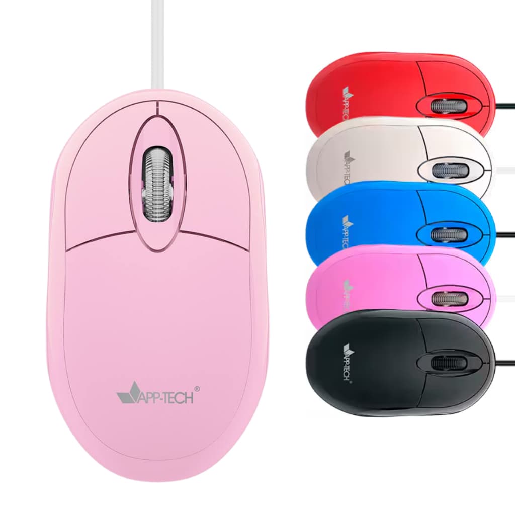 Mouse Óptico USB APP-Tech MF100 1200 DPI com Fio – Varias Cores